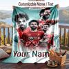 Flannel Blanket Mohamed Salah Print Custom Name Text Soft Throw for Sofa Bed
