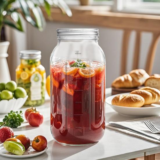 2000ML Wide Mouth Large Food with Lid Mason Glass Jar Storage Jar Dishwasher