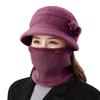 2Pcs/Set Women Winter Hat Scarf Set Elastic Soft Warm Solid Color Design Imitation Rabbit Fur Basin Hat Scarf Set