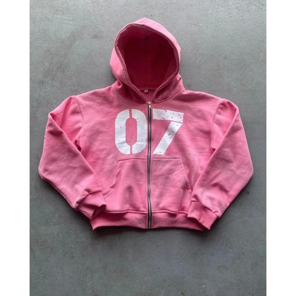 Streetwear Y2K Casual Zipper Cardigan Fashion Digital Print Hooded