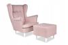 Fotel uszak ARI skandynawski Family Meble, pudrowy różowy do relaksu