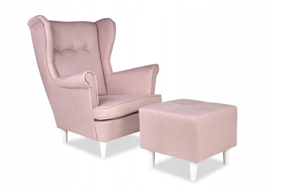 Fotel uszak ARI skandynawski Family Meble, pudrowy różowy do relaksu