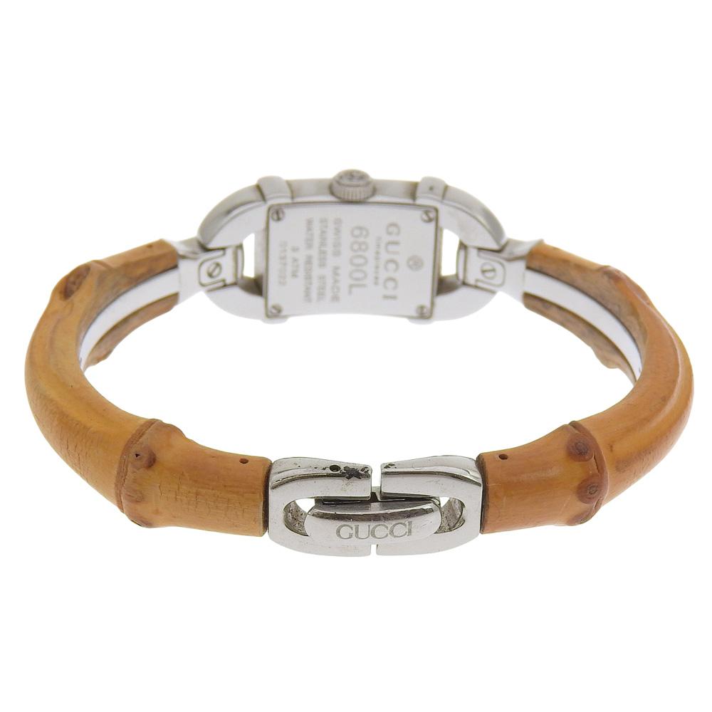 GUCCI Watches 6800L whiteDial Stainless Steel/Bamboo Quartz Analog display Women Used