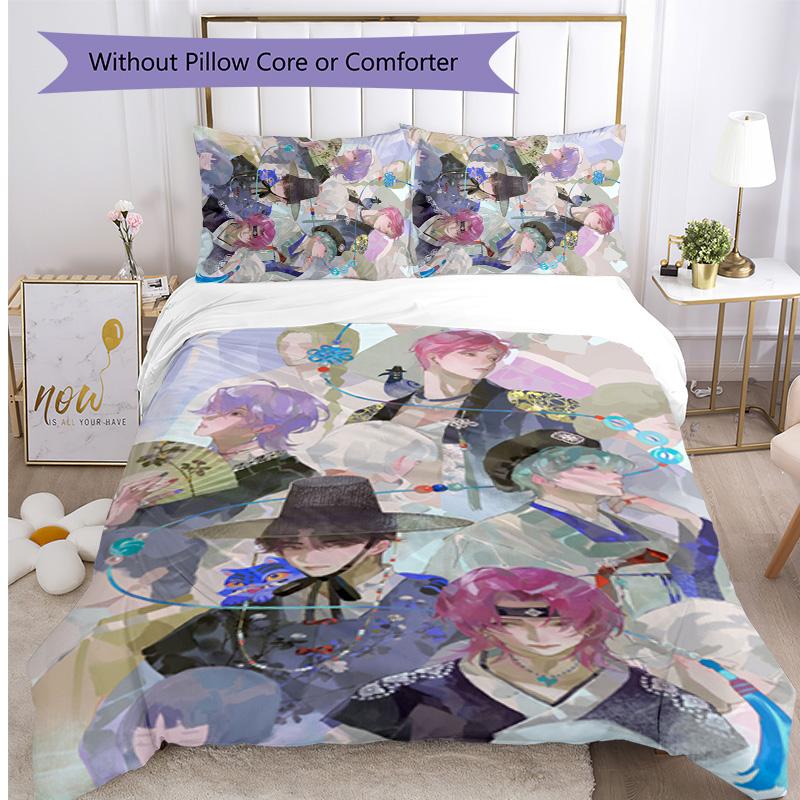 Kpop Demon Hunters Pattern Printed 3PCS Bedding Set, Soft Skin-Friendly Washable Duvet Cover & Pillowcases Set