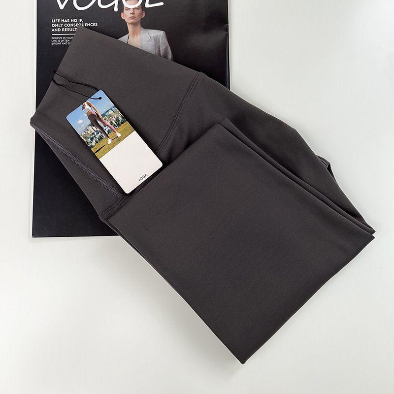 

Fleece-lined Heattech Yoga Pants High Waist Nude Feel High Elastic Tight Fitness Pants Seamless Thick Shark Base Weight Loss Pants Lava ash L