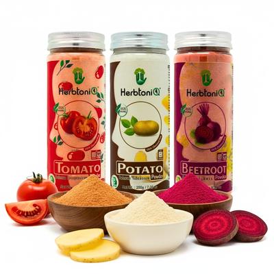 Herbtoniq Face Pack Powders for Glowing Skin, Tan Removal | Trio Combo Pack Goodness of Tomato Potato Beetroot Powder | Ideal for Brightening Skinc
