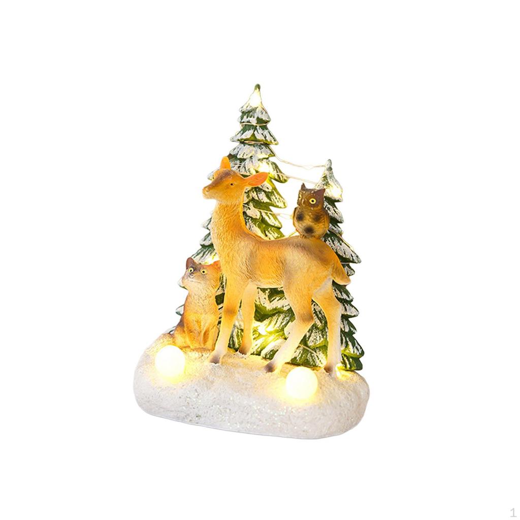 Christmas Illuminated Miniature Musical Ornament Resin Figurine Xmas Displays for Wedding, Home or