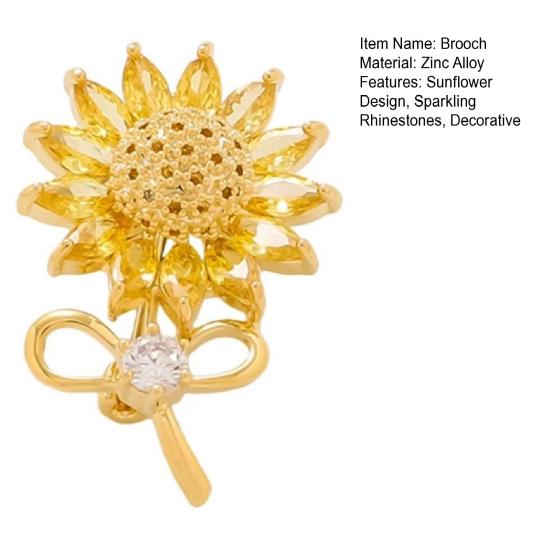 Dames Broche Sprankelende Strass Steentjes Zonnebloem Strik Vorm Reversspeld Pakken Jassen Tassen Sjaals Badge Veelzijdig Accessoire