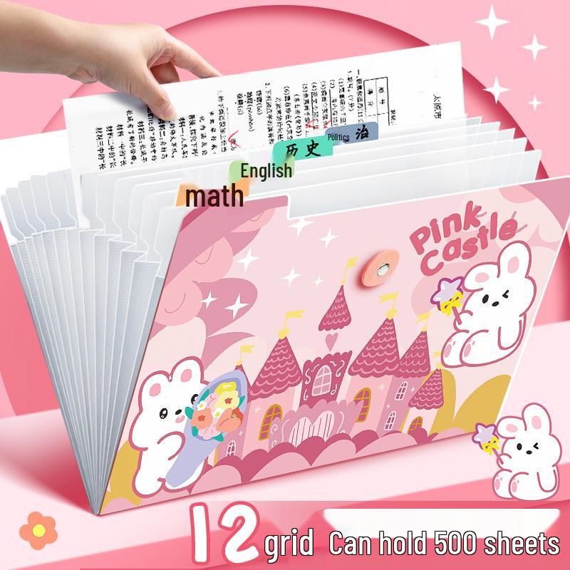 A4 Multi-Layer Accordion Folder: Large Capacity Student Cartoon File and Test Paper Organizer