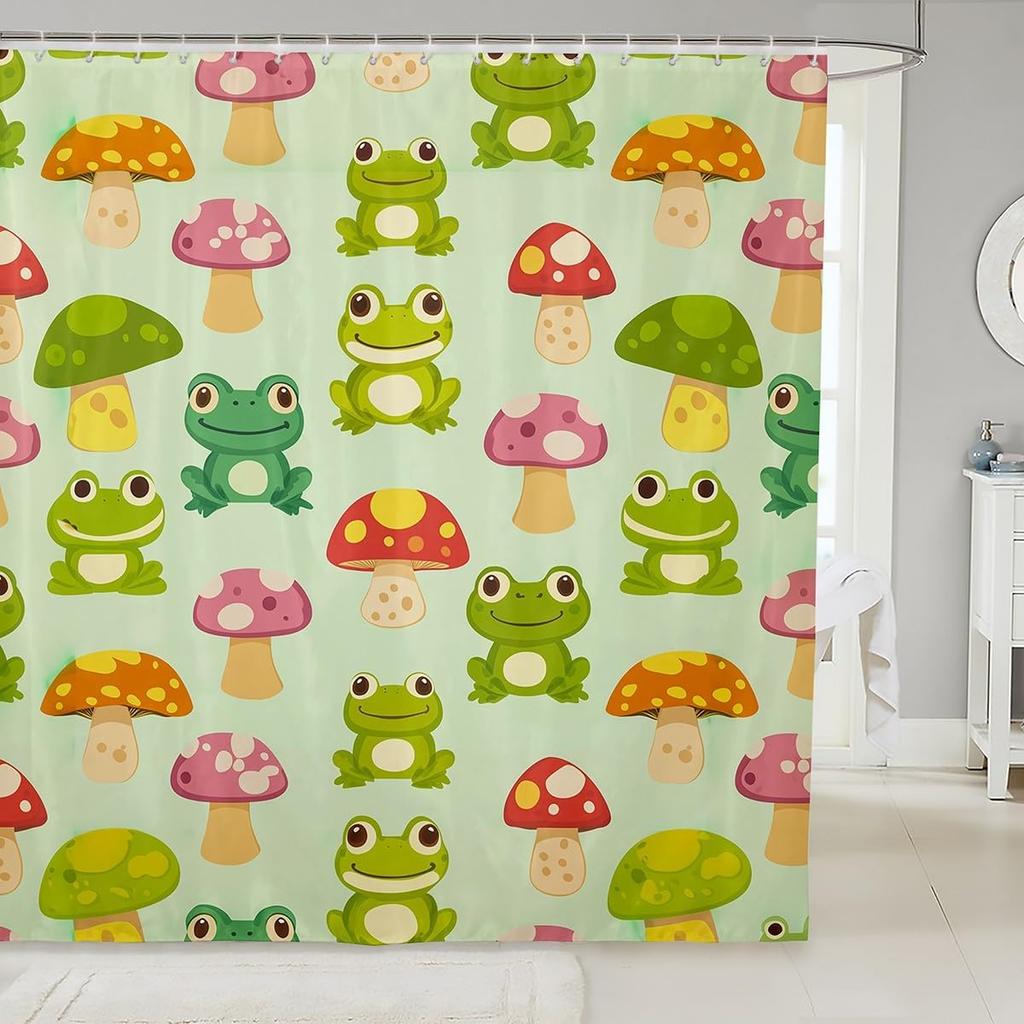 Cartoon Pig Shower Curtain Leopard Bow Bath Curtain for Boys Girls Teens Lovely Animal Cheetah Bathroom Shower Curtain Set