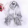 Floral Chiffon Scarf for Women - Lily & Peony Print, 160cm Lightweight Shawl, Elegant Beach Wrap, Boho Headscarf & Hijab