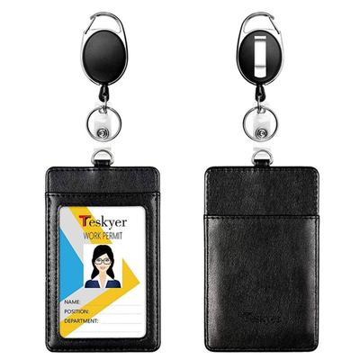 Black Retractable Pull Badge Reel Protection Cover ABS Plastic Scalable Student Nurse Exhibition PU Business Card Badge Holder