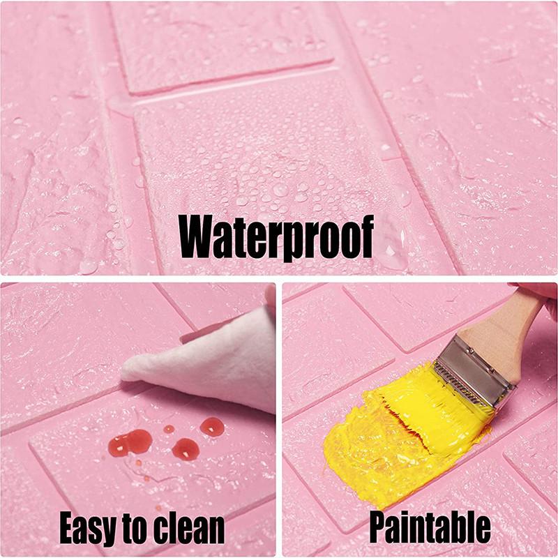 10PCS 3D Wall Sticker Wallpaper Brick Sticker XPE Foam Self-Adhesive Anti-Collision Wallpaper for Kitchen Living Room Bathroom Corridor