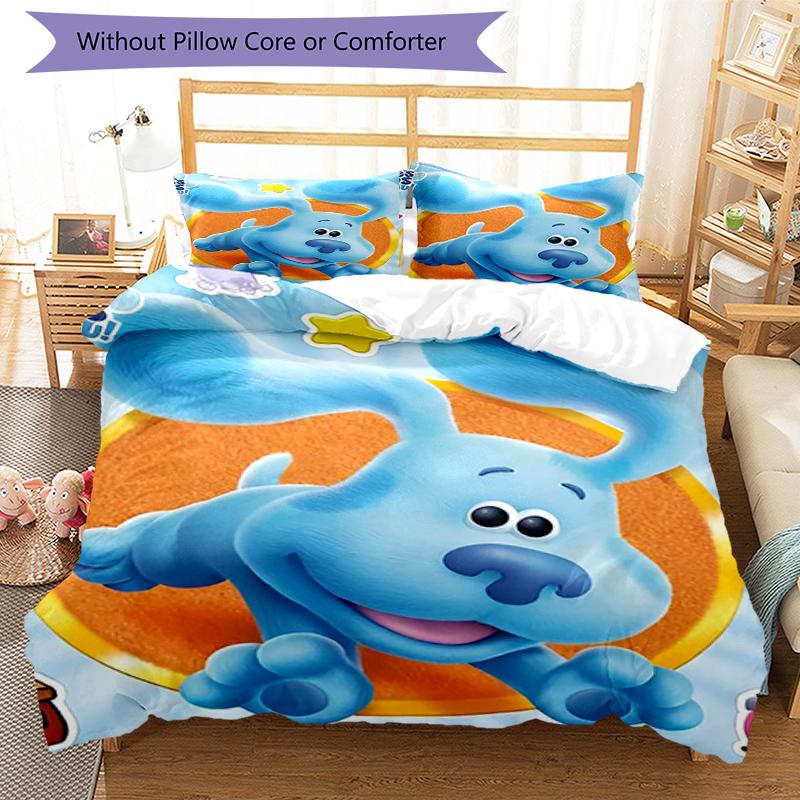 3pcs Blue's Clues Bedding Set Duvet Cover Closure Includes 1 Duvet Cover & 2 Pillowcases, Soft and Comfortable for All Seasons.