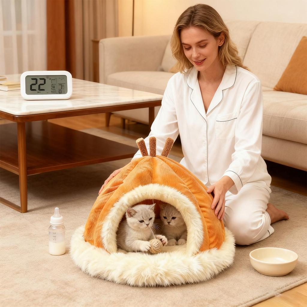 Pet Cat House Washable Warm Plush Indoor Cat Cave For Winter For Napping Resting Playing Small Medium Large Breeds Living Room