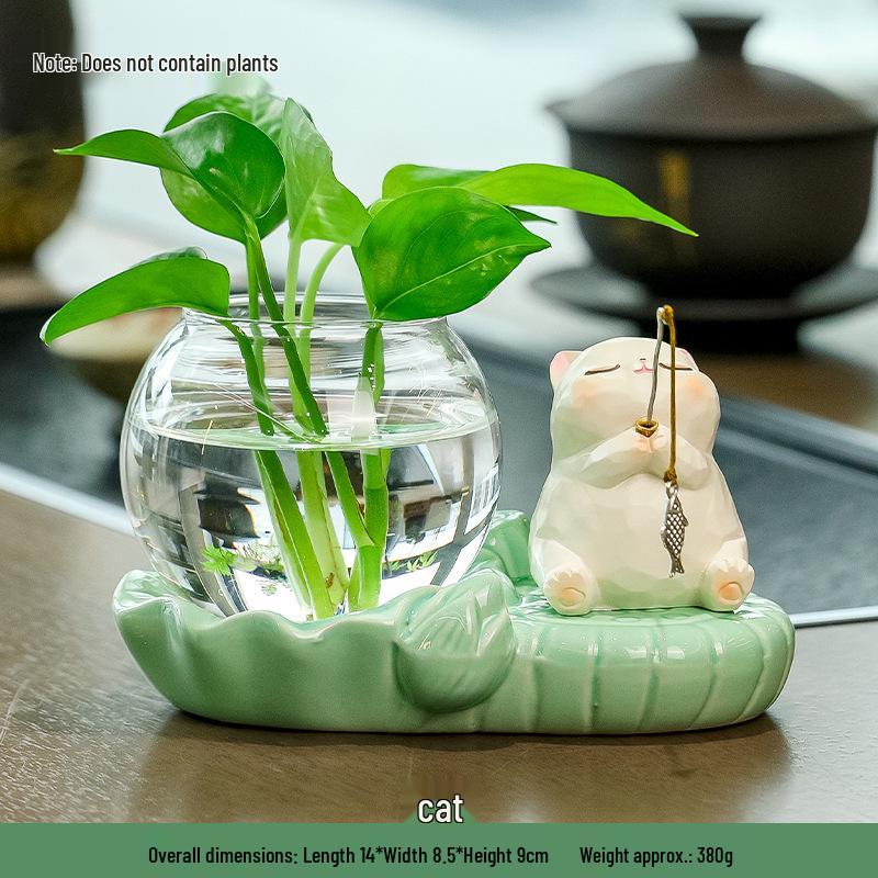 Frog-Themed Hydroponic Vase for Office Decoration