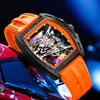 New Business Cool Wine Barrel Shaped Hollowed Dial Men's Wristwatch Silicone Strap Waterproof Luminous Quartz Male Watch