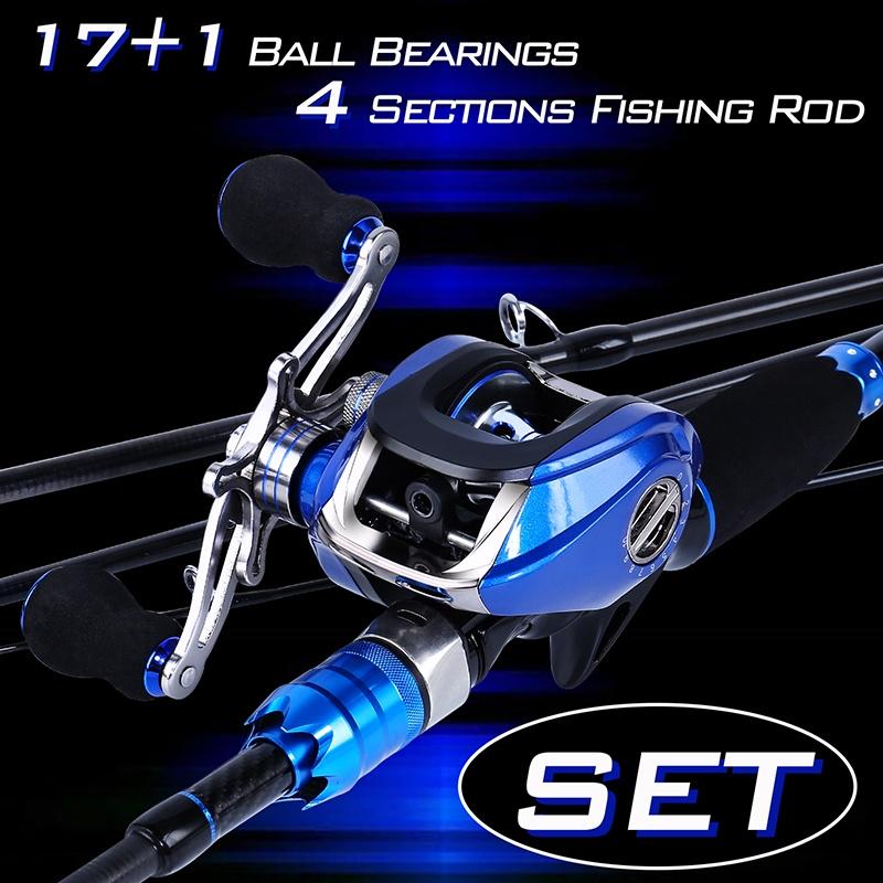 

Набор рыболовных комплектов из углеродного волокна, 4 секции, силовая наживочная удочка 17 + 1 BB, левая/правая кастинговая катушка