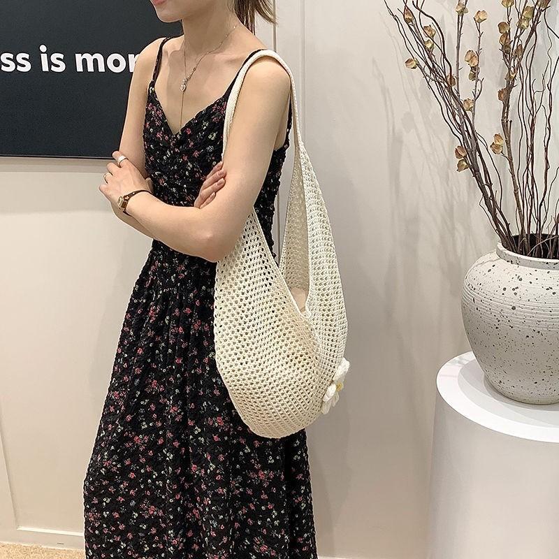 2026 New Hand-Woven Bag for Women Large Capacity Single Shoulder Tote Straw Beach Bag for Vacation
