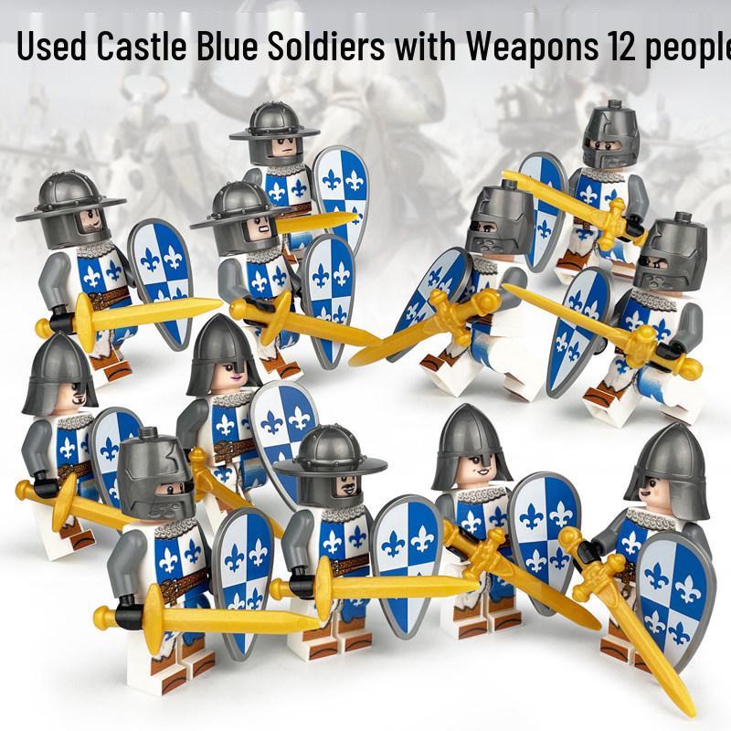 Средневековые солдаты, конструктор с аксессуарами-оружием, мелкие детали