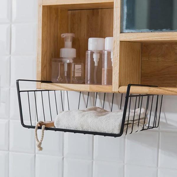 Multipurpose Hanging Iron Wire Basket Kitchen Organizer Cabinets Desks Storage Basket Rack L/M