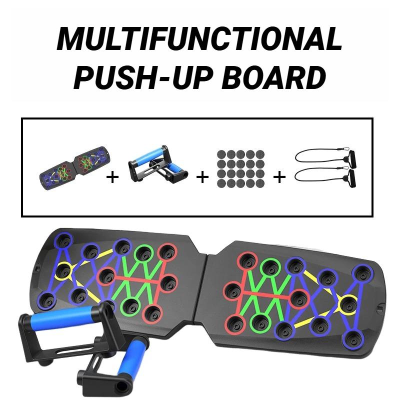 Portable Multifunctional Push Up Board for Home Workout Foldable Fitness Training Device with Resistance Bar