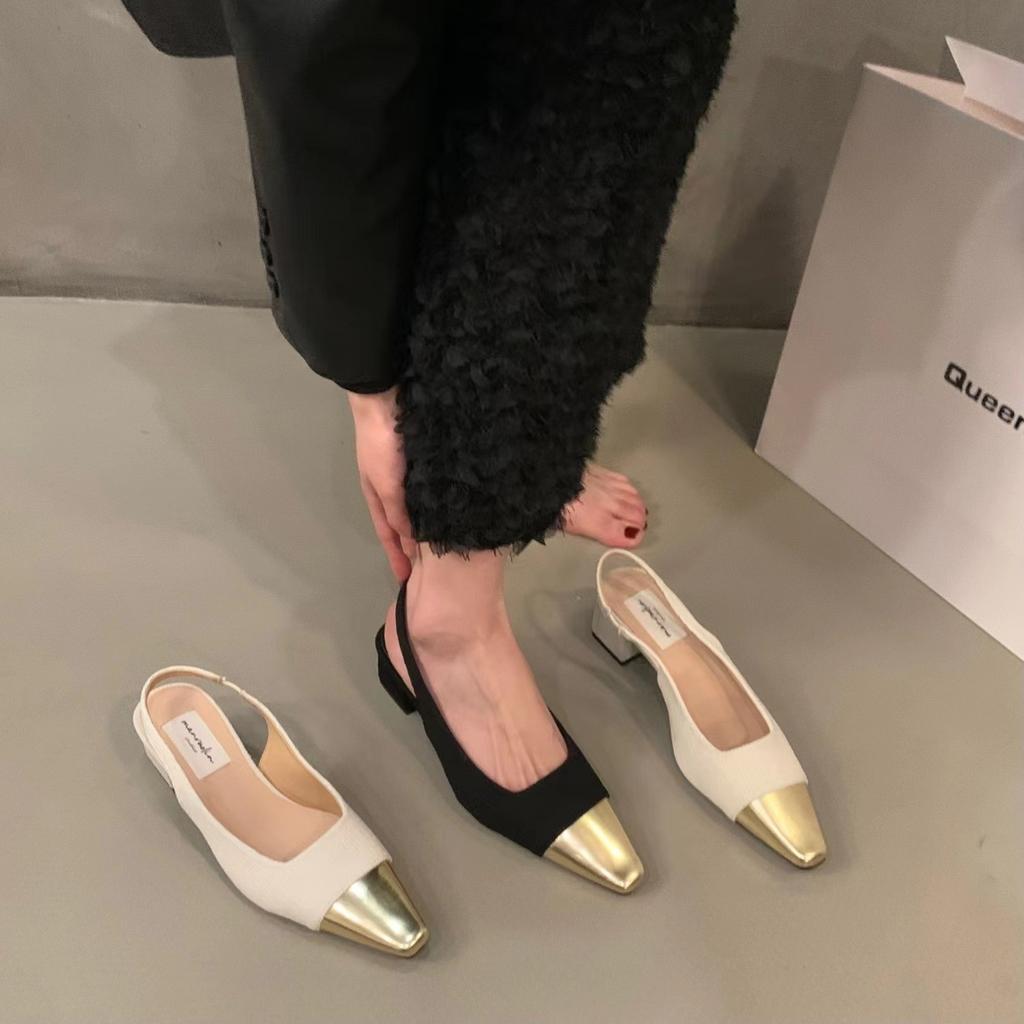 New Women's Low Heel Shoes Women's Dress Shoes Mid Heel Wedding Sandals All Matching Pointed Princess Shoes