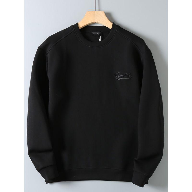 Original Foreign Trade Quality Space Cotton Odm Company Product Autumn and Winter Round Neck Casual Solid Color Pullover Sweatshirt for Men