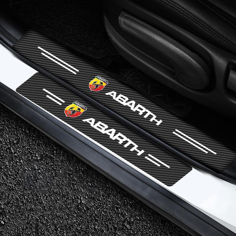 4 Stück Auto Türschwelle Kohlefaser Schmutzfänger Aufkleber Zubehör für Fiat Abbas 124 125 500 Abarth Palio Punto Stlio Tipo Panda Doblo