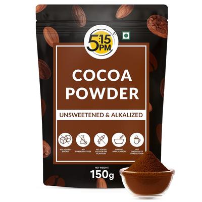 5:15 PM Cacau em Pó Puro Sem Açúcar 150g | Cacau Escuro Alcalinizado Para Assar, Chocolate Quente E Milkshakes