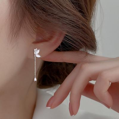 Butterfly Stud Earrings, Sweet Elf Temperament In The Forest, Exquisite Water Droplets, Zircon Fringes, Smart Earrings, Thin