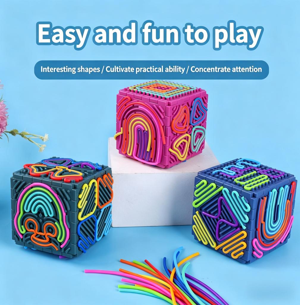 Children'S 3D Stereo Decompression Cube Silicone Sensory Toy, Baby Concentration Training Educational Building Blocks, Early Education Hands-On