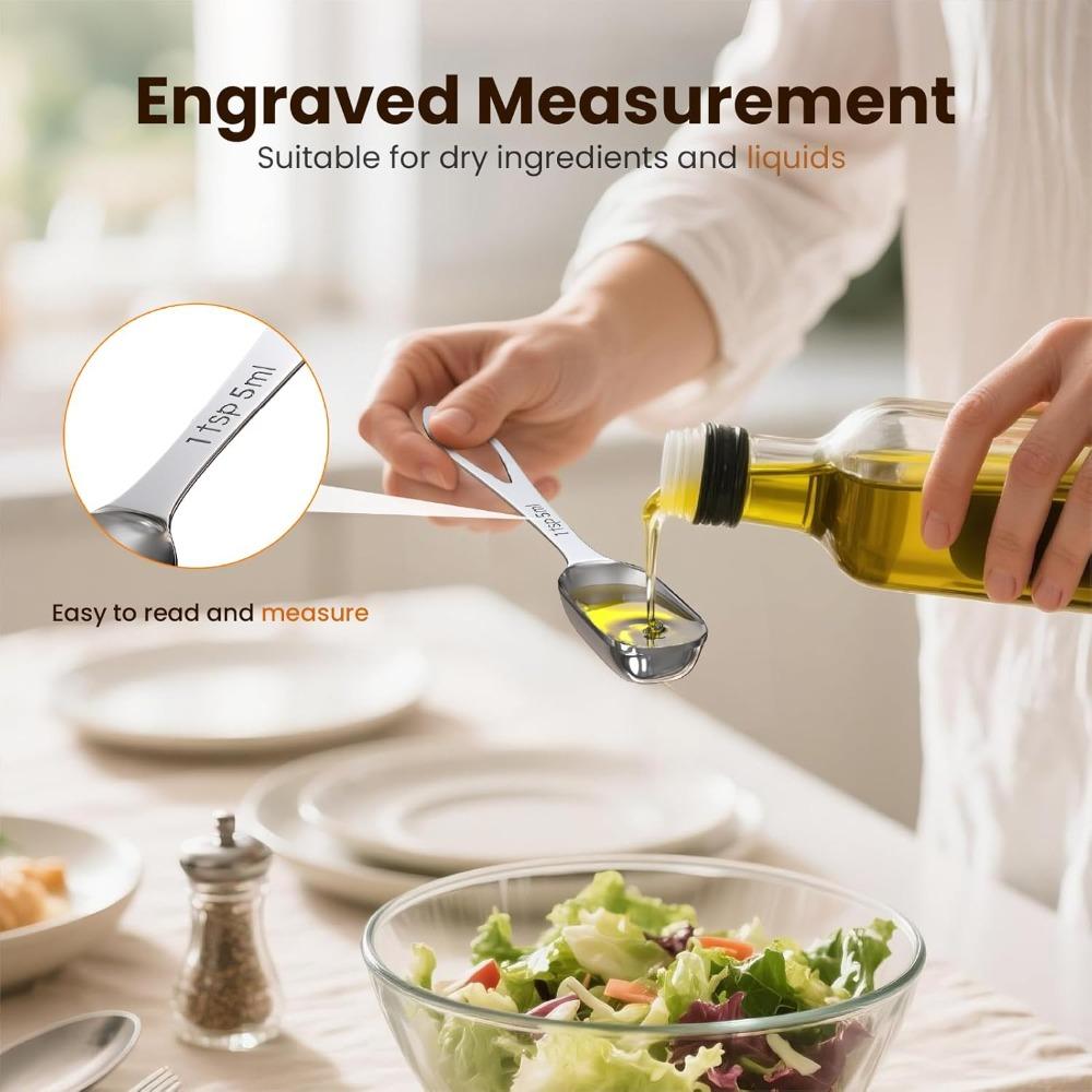 6pcs/set Food-grade Stainless Steel Measuring Spoon Anti-Scratch Sugar Coffee Powder Spice Scoop for Home Baking Daily Cooking