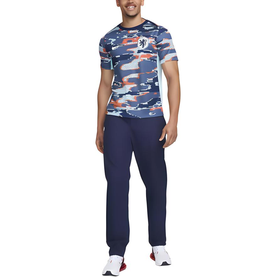 Nike Niederlande Akademie Professionelle Camouflage Lässiger Pullover Kurzarm T-Shirt Herren Tops Blau Weiß FJ2732-492