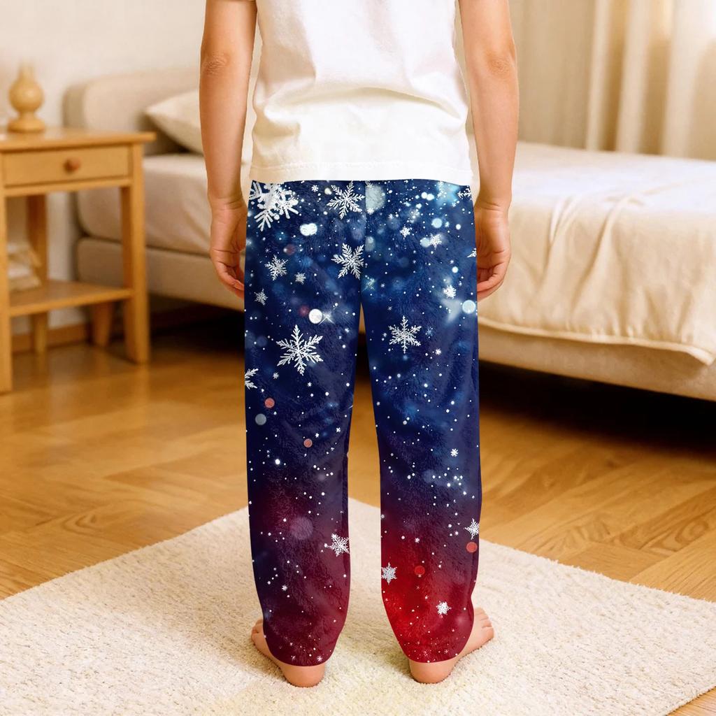 Children's Soft Comfortable Pyjama Bottoms Casual Christmas Print Home Pants