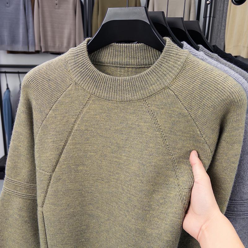 Men's Trendy Loose Fit Round Neck Sweater - Autumn/Winter 2025 Collection, Simple Solid Color Casual Knit Base Layer