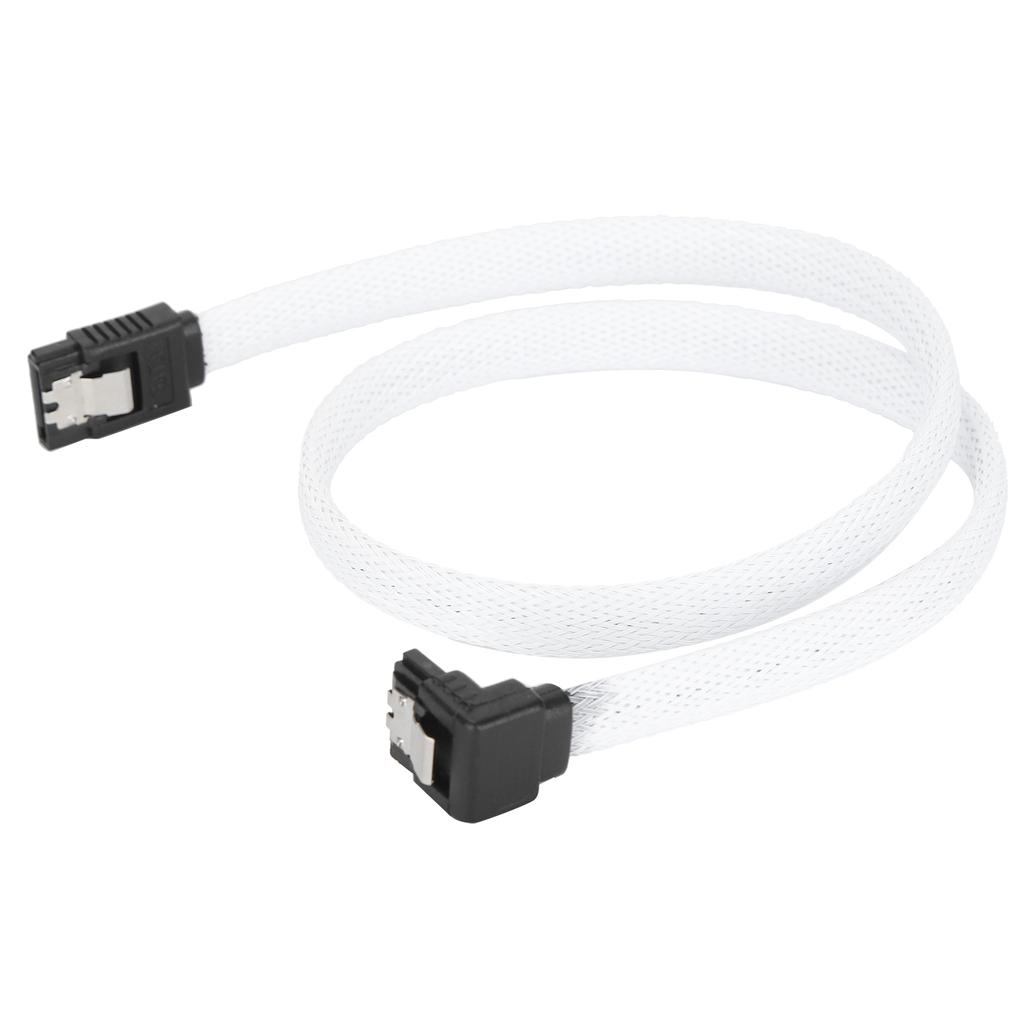Sata Cable 3.0 SolidState Disk 8Core 7P Elbow White Data Extension Cord with Shrapnel for Speed Improving(White (elbow)