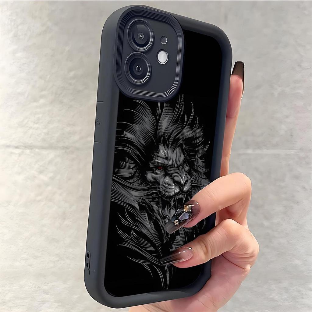 Głowa Lwa Kamień Piaskowy Schody Oko Nieba Czarny Etui Ochronne na iPhone'a 15/16/17
