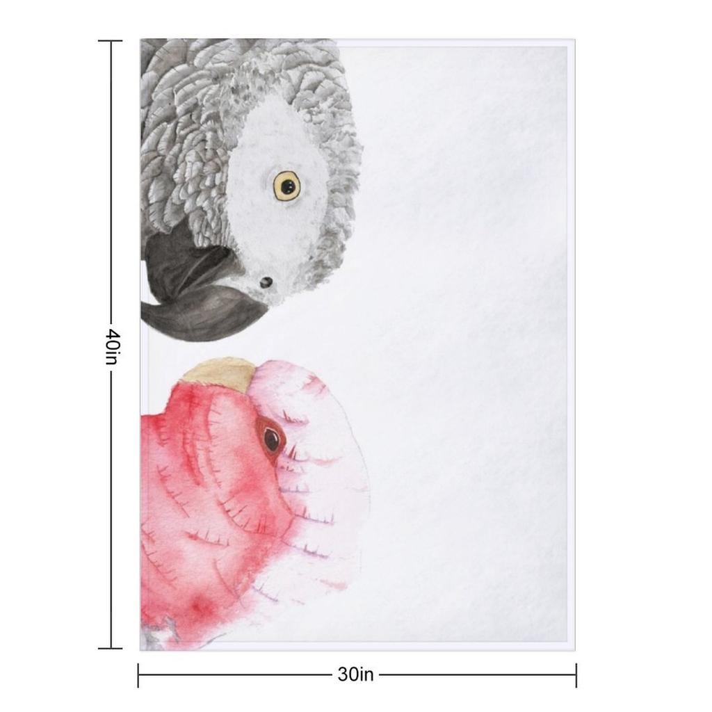 Grauer und rosa Kakadu aus Afrika in Aquarell-Decke Dünne Sommerbettwäsche Pelzige Einzeldecken