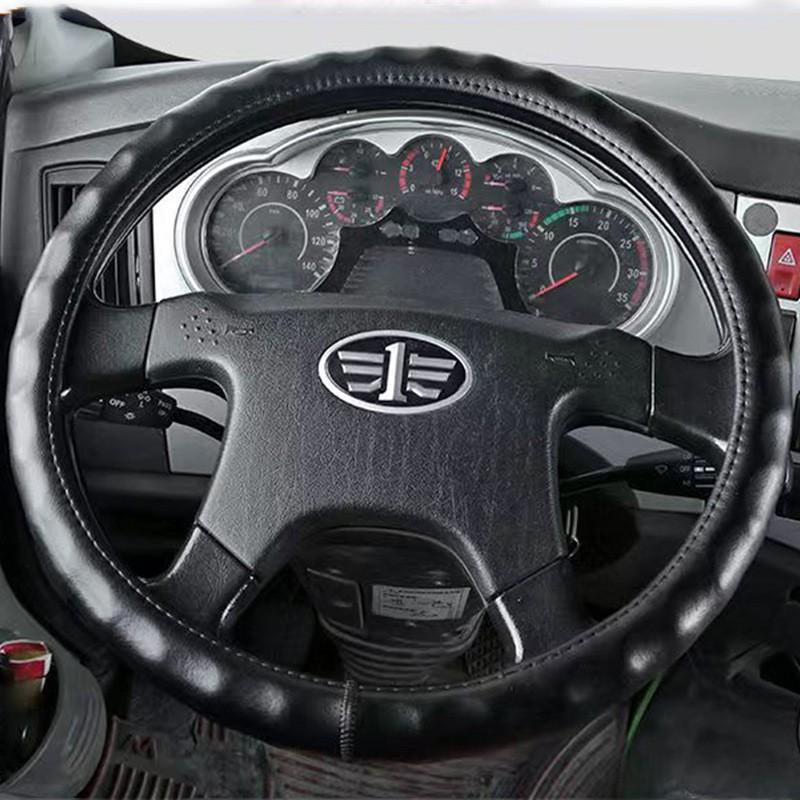 Genuine Leather Steering Wheel Cover Truck Bus Universal Fit 36-50cm Diameter All Season Sport Style