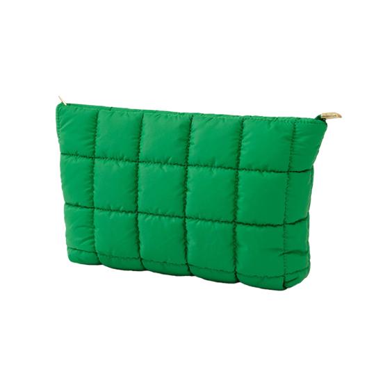 

Косметичка Компактна стьобана сумка для макіяжу із застібкою-блискавкою зверху Містка внутрішня кишеня Органайзер для подорожей Сумка зелений