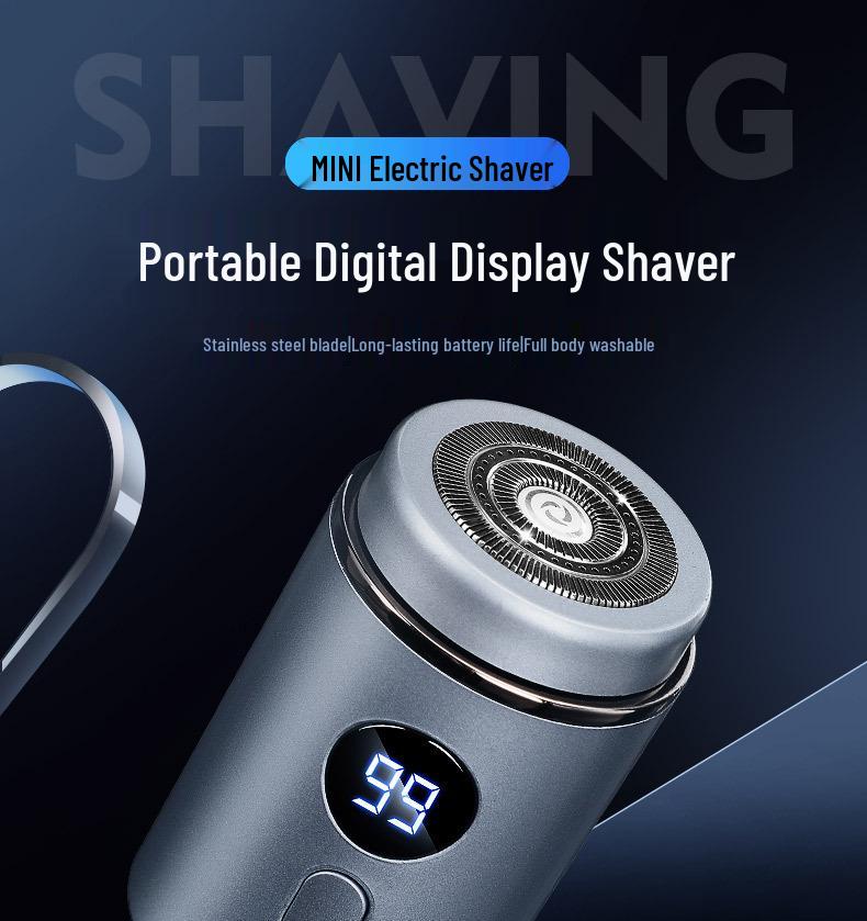 Rechargeable Travel Men's Mini Electric Razor – Full Body Washable, Portable.