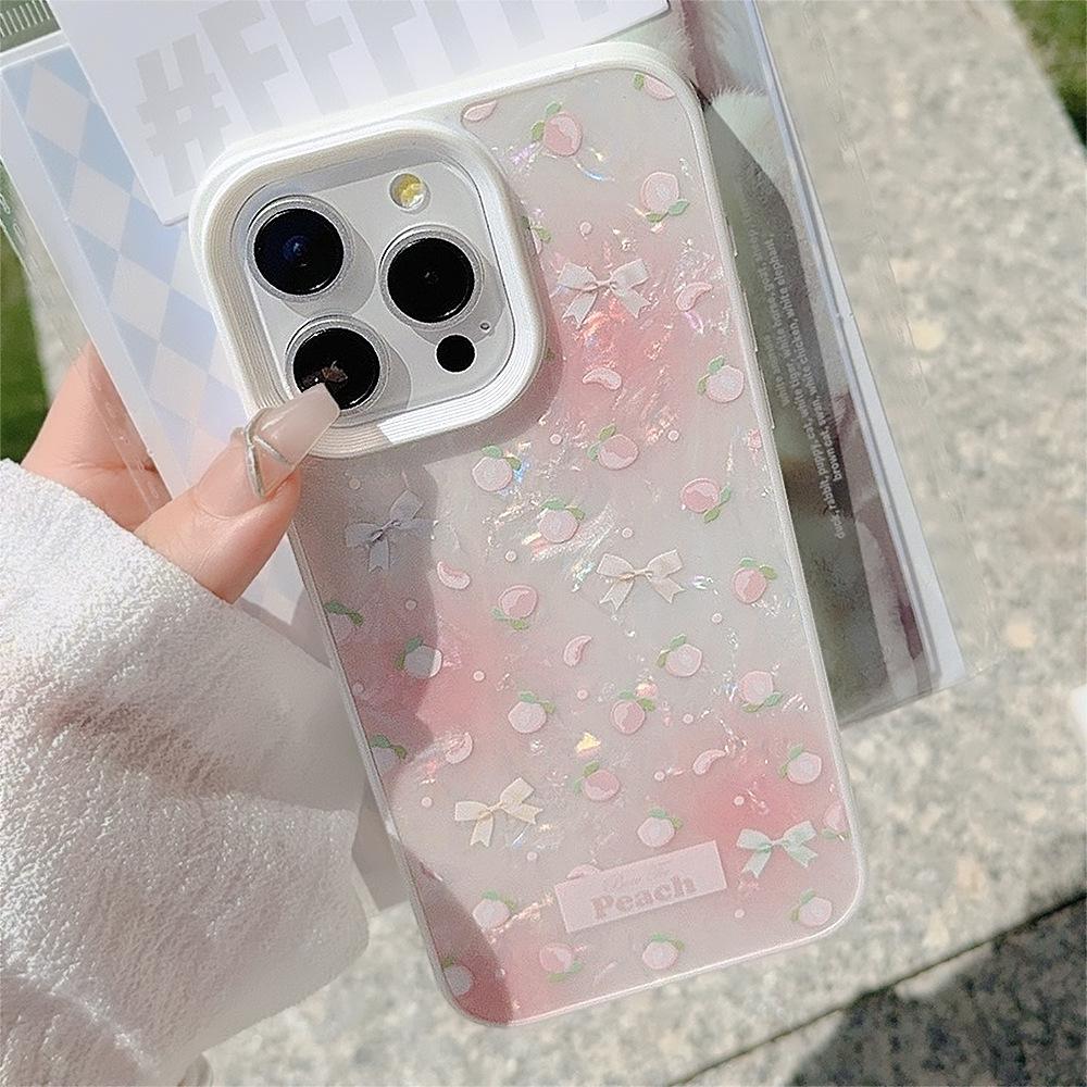 Pink Peach Shell Pattern Suitable for Apple 16 Mobile Phone Case Iphone13 Sweet 15promax Temperament 12 Anti Fall 11