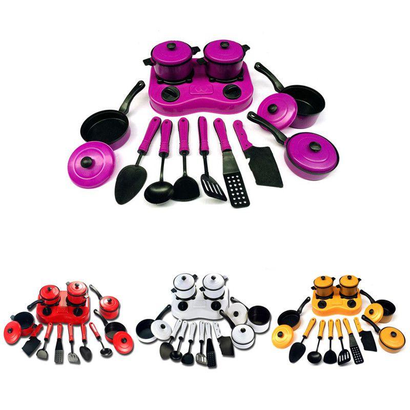 Colorful 12pcs Kitchen Cooking Play Set With Realistic Cookware For Kids Pretend Play
