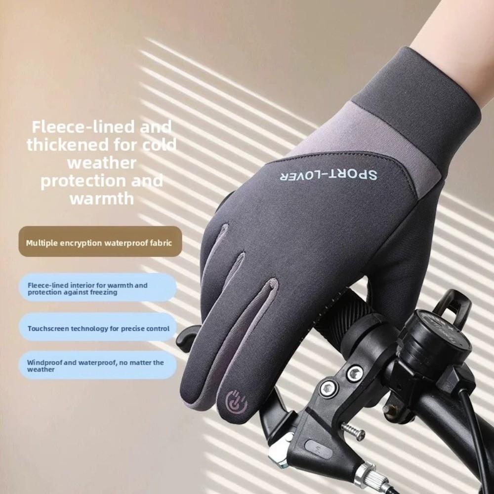 Winter Cycling Gloves Thermal Fleece Warm Outdoor Mittens  Sports