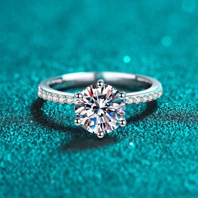 2 Karat Moissanit-Diamantring für 925 Sterling mit weißvergoldetem Silber, Verlobungsringe für Damen, Ehering, Geschenk