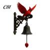 Vintage Style Doorbell Ornament Red Bird Garden Bell, Wall Mounted Outdoor Dinner Handcrafted Resin Bell Yard Decor for Porch Patio Entryway Farmhouse