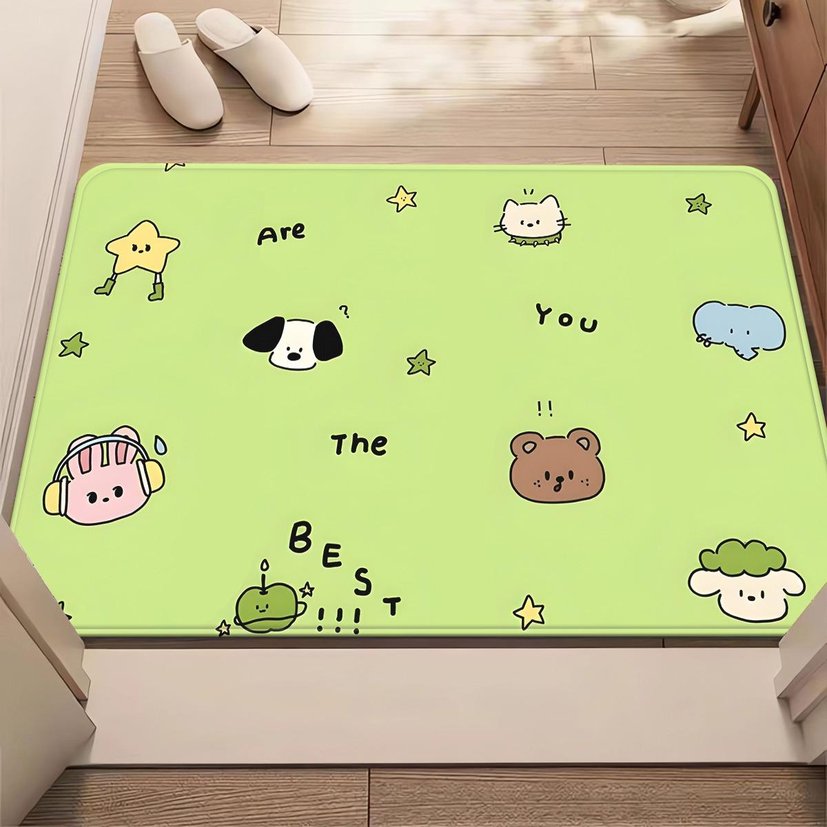1pc Cute Cartoon Animal Doormat Non-Slip Absorbent Microfiber Rug for Bedroom Living Room Entryway Outdoor 40x60cm 40x60cm