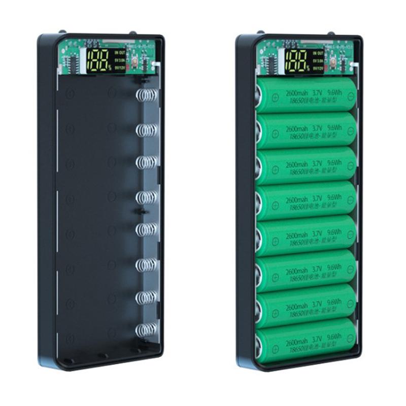 Custodia Power Bank Fai-da-te 8x21700 Con Doppia USB, Display LCD E Ingressi Micro E Tipo C