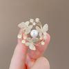 Yousheng Women Brooch High-Gloss Rhinestone Imitation Pearl Inlay Sparkling Butterflies Design Lapel Pin Non-Slip Buckle Scarf Badge Clothing Bags